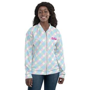 Barbie the Movie Unisex/Women’s Extra Small Checks Bomber Jacket Zip Up